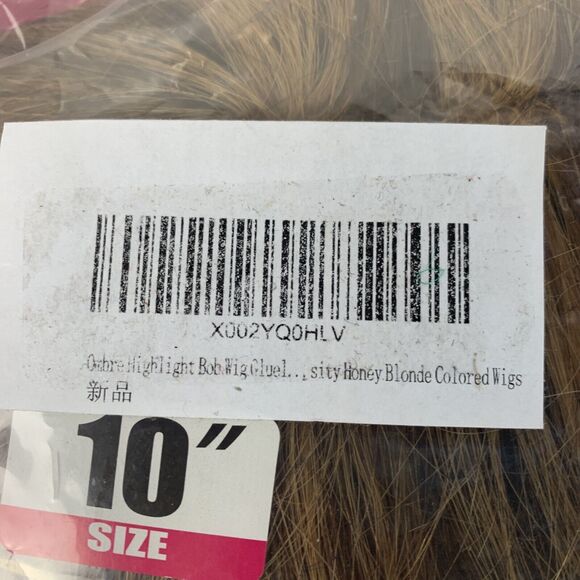 Ombre Highlights Bob Wig Glue Honey Blonde Colored Wigs Human Hair Straight 10" - Picture 6 of 9